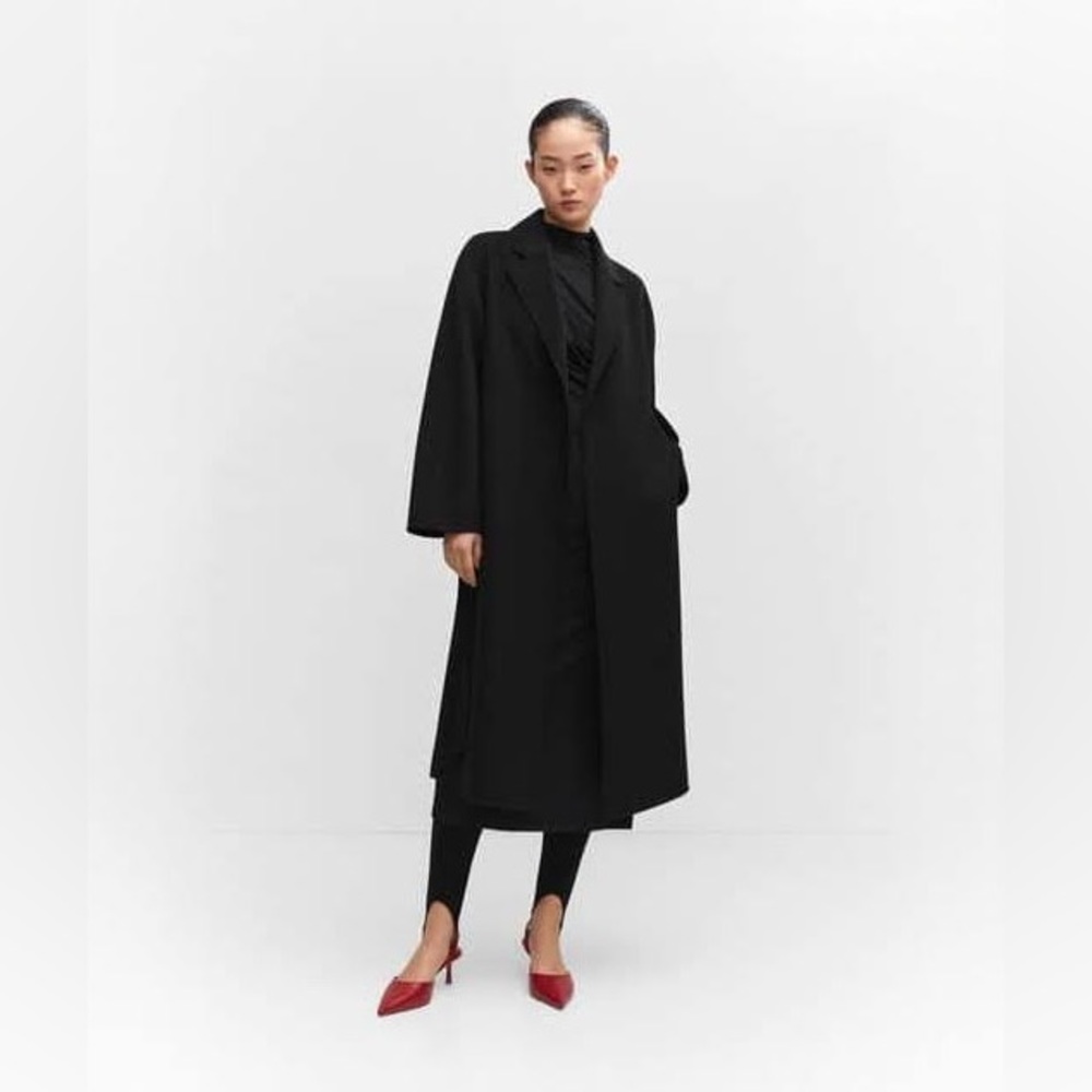 Mango hand made belt wool blend coat